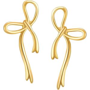 imageSWEETV GoldSilver Bow Earrings for Women 925 Sterling Silver Post Ribbon Knot Stud Earrings Drops Daily Jewelry Accessory Valentines Day GiftsStyle1Gold