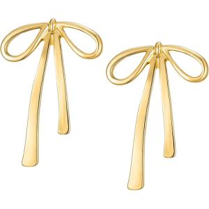 imageSWEETV GoldSilver Bow Earrings for Women 925 Sterling Silver Post Ribbon Knot Stud Earrings Drops Daily Jewelry Accessory Valentines Day GiftsStyle2Gold