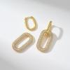 imageSWEETV 14K Gold Convertible Paperclip Earrings for Women Cubic Zirconia Dainty Link Huggie Hoop Earrings Frame Drop Dangle EarringsStyle2Gold