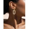 imageSWEETV 14K Gold Convertible Paperclip Earrings for Women Cubic Zirconia Dainty Link Huggie Hoop Earrings Frame Drop Dangle EarringsStyle2Gold