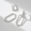 imageSWEETV 14K Gold Convertible Paperclip Earrings for Women Cubic Zirconia Dainty Link Huggie Hoop Earrings Frame Drop Dangle EarringsStyle3Silver