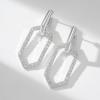 imageSWEETV 14K Gold Convertible Paperclip Earrings for Women Cubic Zirconia Dainty Link Huggie Hoop Earrings Frame Drop Dangle EarringsStyle3Silver