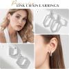 imageSWEETV 14K Gold Convertible Paperclip Earrings for Women Cubic Zirconia Dainty Link Huggie Hoop Earrings Frame Drop Dangle EarringsStyle3Silver