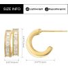 imageSWEETV 14K Gold Plated Huggie Hoop Earrings for Women Cubic Zirconia Double Huggie Open Hoop Earrings Statement Womens 925 Sterling Silver Post Stud Earrings Jewelry Gift02 Gold