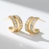 imageSWEETV 14K Gold Plated Huggie Hoop Earrings for Women Cubic Zirconia Double Huggie Open Hoop Earrings Statement Womens 925 Sterling Silver Post Stud Earrings Jewelry Gift02 Gold