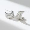 imageSWEETV 14K Gold Plated Huggie Hoop Earrings for Women Cubic Zirconia Double Huggie Open Hoop Earrings Statement Womens 925 Sterling Silver Post Stud Earrings Jewelry Gift01 Silver