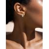 imageSWEETV 14K Gold Plated Huggie Hoop Earrings for Women Cubic Zirconia Double Huggie Open Hoop Earrings Statement Womens 925 Sterling Silver Post Stud Earrings Jewelry Gift02 Emerald