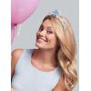 imageSWEETV Birthstone Crowns for Women Girls Heart Birthday Tiara Headband Silver Headpiece for BirthDay03MarBlue