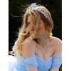 imageSWEETV Birthstone Crowns for Women Girls Heart Birthday Tiara Headband Silver Headpiece for BirthDay03MarBlue