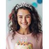imageSWEETV Birthstone Crowns for Women Girls Heart Birthday Tiara Headband Silver Headpiece for BirthDay06 JunIridescentPearl
