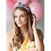 imageSWEETV Birthstone Crowns for Women Girls Heart Birthday Tiara Headband Silver Headpiece for BirthDay09 SepSapphire