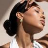 imageSWEETV Chunky Gold Hoop Earrings Teardrop CZ 14K Gold Plated Hoop Earrings for Women Trendy Statement Stud Earrings Jewelry for Women Girls Gift02Gold