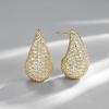 imageSWEETV Chunky Gold Hoop Earrings Teardrop CZ 14K Gold Plated Hoop Earrings for Women Trendy Statement Stud Earrings Jewelry for Women Girls GiftGold