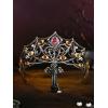 imageSWEETV Halloween Costume Crowns and Tiaras for Women Gothic Black Witch Evil Queen Crown Hair AccessoriesDemons Eye