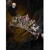 imageSWEETV Halloween Costume Crowns and Tiaras for Women Gothic Black Witch Evil Queen Crown Hair AccessoriesDemons Eye