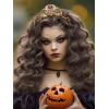 imageSWEETV Halloween Costume Crowns and Tiaras for Women Gothic Black Witch Evil Queen Crown Hair AccessoriesInverted Cross