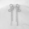 imageSWEETV Sparkly Rhinestones Earrings for Women Silver Crystal Bow Drop Dangle Tassel Earrings for Wedding Bridal Prom PartyStyle1Silver