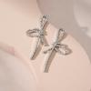 imageSWEETV Sparkly Rhinestones Earrings for Women Silver Crystal Bow Drop Dangle Tassel Earrings for Wedding Bridal Prom PartyStyle3Silver