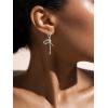 imageSWEETV Sparkly Rhinestones Earrings for Women Silver Crystal Bow Drop Dangle Tassel Earrings for Wedding Bridal Prom PartyStyle3Silver