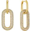 imageSWEETV 14K Gold Convertible Paperclip Earrings for Women Cubic Zirconia Dainty Link Huggie Hoop Earrings Frame Drop Dangle EarringsStyle2Gold