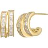 imageSWEETV 14K Gold Plated Huggie Hoop Earrings for Women Cubic Zirconia Double Huggie Open Hoop Earrings Statement Womens 925 Sterling Silver Post Stud Earrings Jewelry Gift02 Gold