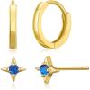 16 Hoop+Stud Set(Gold+Blue)