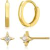 16 Hoop+Stud Set(Gold+White)
