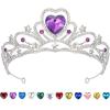 imageSWEETV Birthstone Crowns for Women Girls Heart Birthday Tiara Headband Silver Headpiece for BirthDay02FebPurple