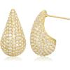 imageSWEETV Chunky Gold Hoop Earrings Teardrop CZ 14K Gold Plated Hoop Earrings for Women Trendy Statement Stud Earrings Jewelry for Women Girls GiftGold