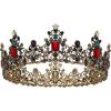 imageSWEETV Queen Crown for Women  Baroque Wedding Tiaras and CrownsJeweled Tiara CrownProm Birthday Halloween Hair Accessories3Black  Red