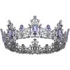 imageSWEETV Queen Crown for Women  Baroque Wedding Tiaras and CrownsJeweled Tiara CrownProm Birthday Halloween Hair AccessoriesBlack Gray  Purple