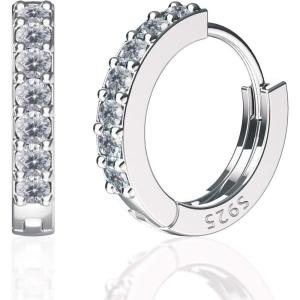 imageSWEETV 925 Sterling Silver Huggie Hoop Earrings for Women GirlsTiny Small Cartilage Hoop Earring01 Silver8mm