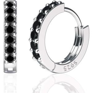 imageSWEETV 925 Sterling Silver Huggie Hoop Earrings for Women GirlsTiny Small Cartilage Hoop Earring03 Black8mm
