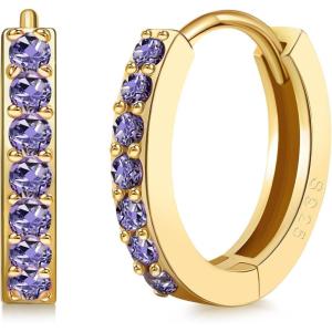 imageSWEETV 925 Sterling Silver Huggie Hoop Earrings for Women GirlsTiny Small Cartilage Hoop Earring06 PurpleGold8mm