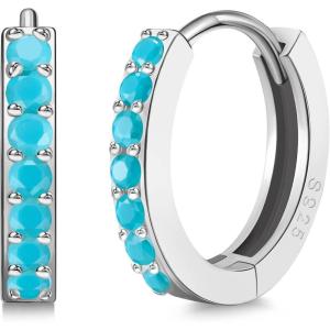imageSWEETV 925 Sterling Silver Huggie Hoop Earrings for Women GirlsTiny Small Cartilage Hoop Earring07 TurquoiseSilver8mm