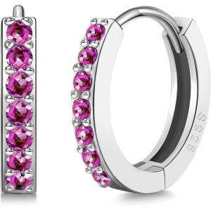 imageSWEETV 925 Sterling Silver Huggie Hoop Earrings for Women GirlsTiny Small Cartilage Hoop Earring09 PinkSilver8mm