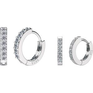 imageSWEETV 925 Sterling Silver Huggie Hoop Earrings for Women GirlsTiny Small Cartilage Hoop Earring10 Silver Set6mm8mm