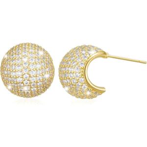 imageSWEETV Chunky Gold Hoop Earrings Teardrop CZ 14K Gold Plated Hoop Earrings for Women Trendy Statement Stud Earrings Jewelry for Women Girls Gift03Gold