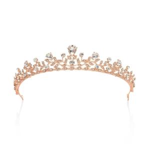 imageSWEETV Crystal Wedding Tiara for Bride ampamp Flower Girls  Princess Tiara Headband Pageant Crown Bridal Hair Jewelry for Women and Girls SilverRose Gold