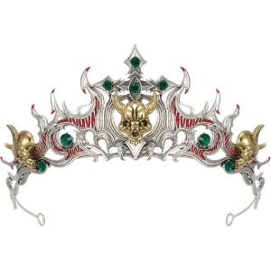 imageSWEETV Halloween Costume Crowns and Tiaras for Women Gothic Black Witch Evil Queen Crown Hair AccessoriesEvil Awaken