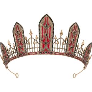 imageSWEETV Halloween Costume Crowns and Tiaras for Women Gothic Black Witch Evil Queen Crown Hair AccessoriesGravestone of Mystery