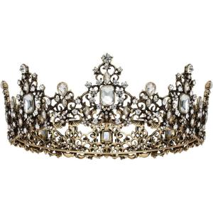 imageSWEETV Queen Crown for Women  Baroque Wedding Tiaras and CrownsJeweled Tiara CrownProm Birthday Halloween Hair Accessories5Bronze  Clear