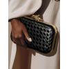 imageClutch Purses for Women EveningWedding Chic Woven Bag Formal PU Leather Purse Designer Handbags for WomenMetallic Blackwoven