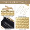 imageClutch Purses for Women EveningWedding Chic Woven Bag Formal PU Leather Purse Designer Handbags for WomenMetallic Goldwoven