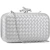 imageClutch Purses for Women EveningWedding Chic Woven Bag Formal PU Leather Purse Designer Handbags for WomenSilverwoven