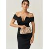 imageSWEETV Dressy Vegan Leather Clutch Purse for Women Formal Soft Pleated PU Evening Clutch for Weddings Proms CocktailGemmaApricot Beige