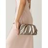 imageSWEETV Dressy Vegan Leather Clutch Purse for Women Formal Soft Pleated PU Evening Clutch for Weddings Proms CocktailGemmaBronze