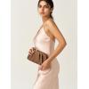 imageSWEETV Dressy Vegan Leather Clutch Purse for Women Formal Soft Pleated PU Evening Clutch for Weddings Proms CocktailGemmaCaramel Brown