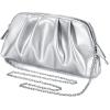 imageSWEETV Dressy Vegan Leather Clutch Purse for Women Formal Soft Pleated PU Evening Clutch for Weddings Proms CocktailGemmaChrome Silver