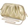 imageSWEETV Dressy Vegan Leather Clutch Purse for Women Formal Soft Pleated PU Evening Clutch for Weddings Proms CocktailGemmaGilded Gold